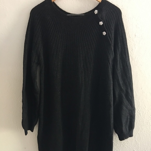NWT🎉 Black Sparkly Holiday Sweater Dress Sz XL - Picture 5 of 15